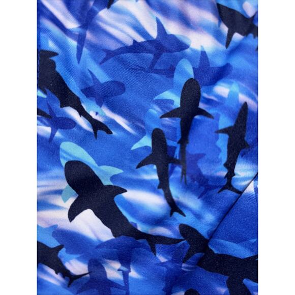 Lands End Xs 4-5 Cool Sharks Swim Trunks Blue & Black NWT - Picture 5 of 6